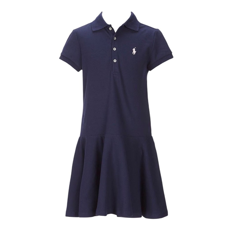 Polo Ralph Lauren Navy Blue Drop Waist Pleated Polo Dress Womens XL 16